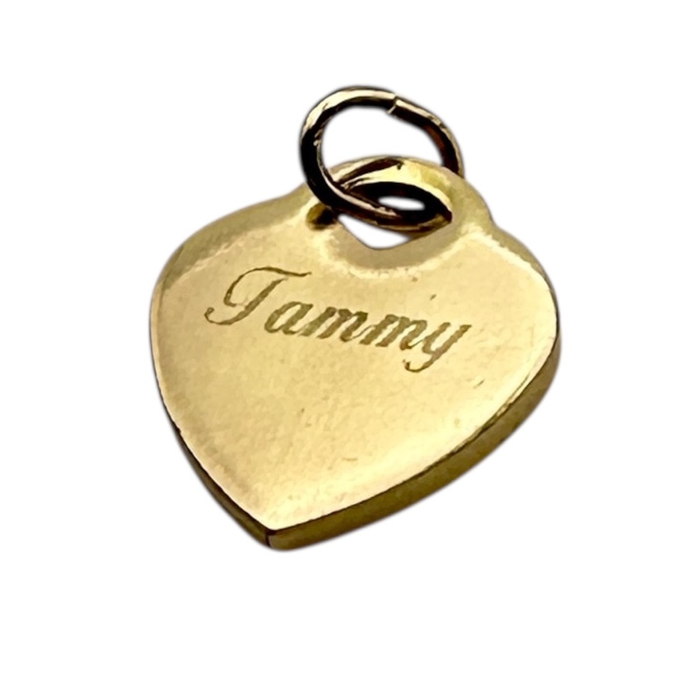 Vintage Tammy Name Heart Charm Gold Tone Engraved Personalized Pendant